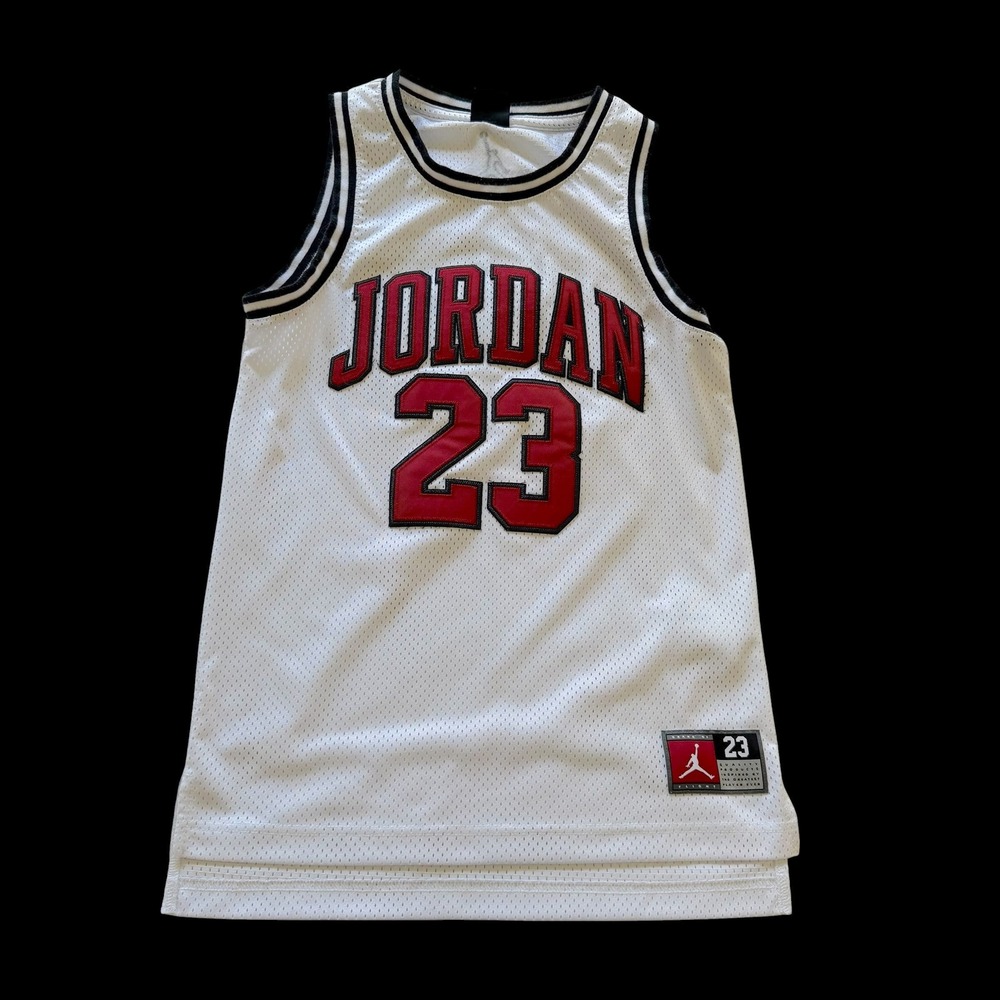 Jordan Kids Flight Basketball Jersey White Red 23 Mesh Size M 10-12 A773-001